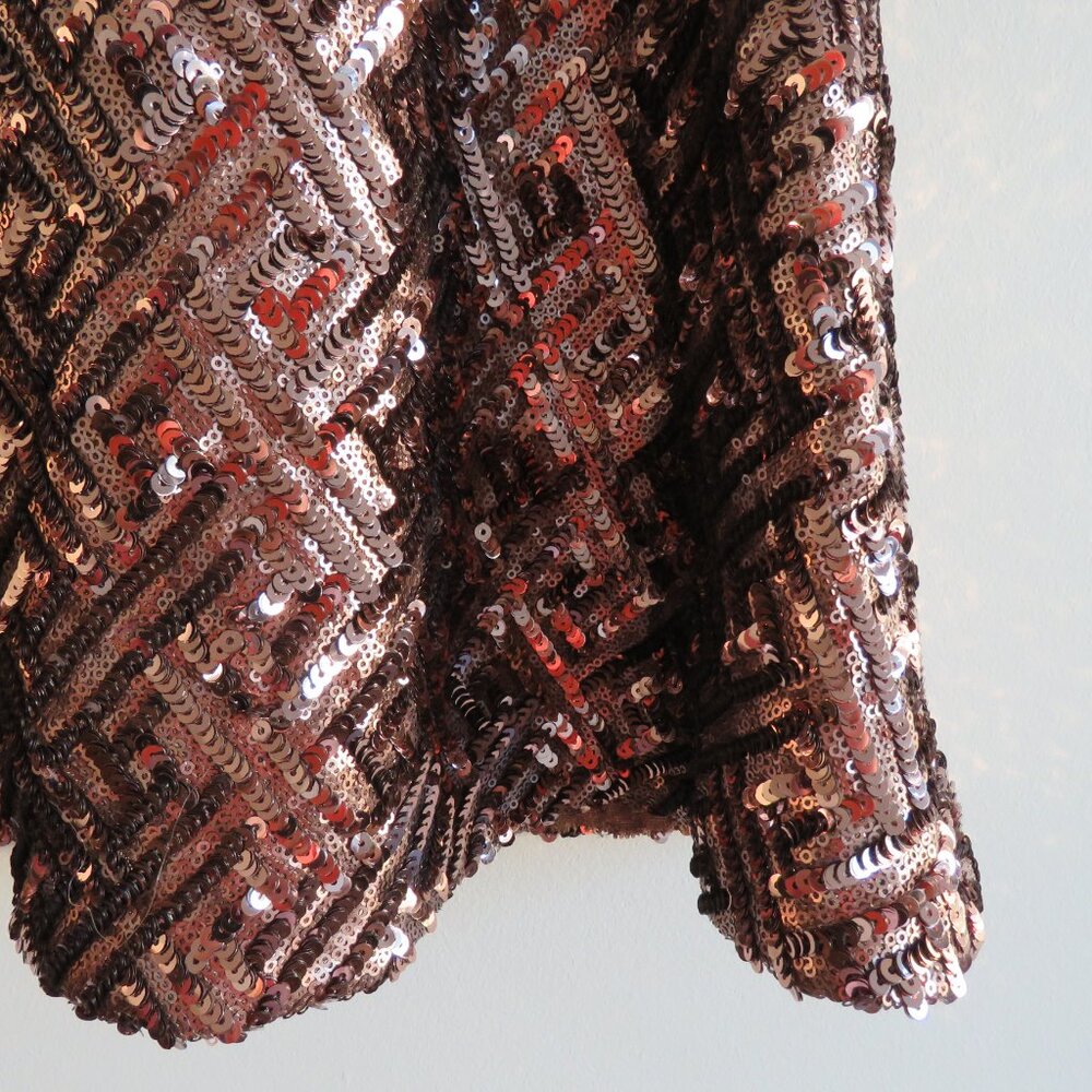 DRESS THE POPULATION Mia Bronze Sequin Mini Fit and Flare Dress - Size S - Picture 7 of 16